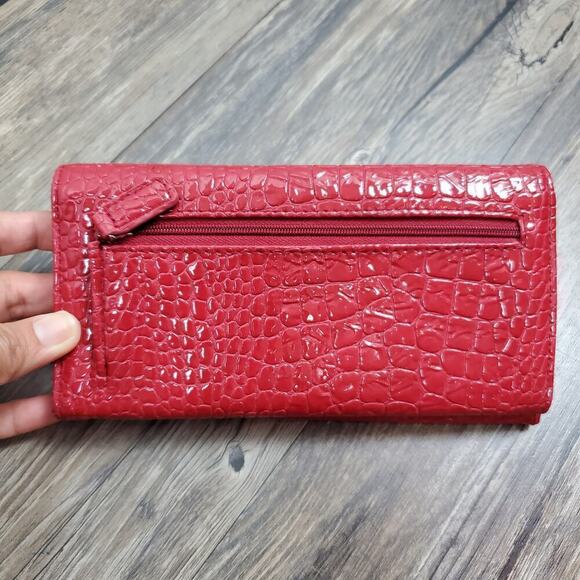 Red Croc Crossbody Bag & Wallet Set Marc Fisher Faux Leather Kenneth Cole Clutch - Picture 10 of 11
